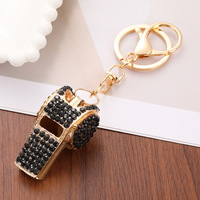 Porte-clés sifflet tendance en strass, porte-clés sifflet en métal incrusté de diamants étincelants pour femmes, hommes, sacs et accessoires de voiture