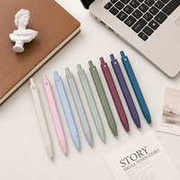 Stylo publicitaire promotionnel personnalisé à faible MOQ, cadeau d'exposition avec logo gravé, stylo neutre en plastique de couleur unie à bouton-poussoir
