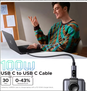 Cable USB C UGREEN L509, 100W, Carga Rápida, Cable <span class=keywords><strong>de</strong></span> Carga <span class=keywords><strong>Tipo</strong></span> C, Cable <span class=keywords><strong>de</strong></span> Datos para Teléfono, Portátil, Oficina, Trabajo, Venta al Por Mayor - Product Image 5