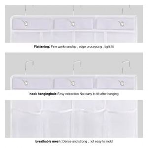 Hanging Bag Over the Door <b>Shoe</b> Organizers With Metal <b>Hooks</b> 24 Mesh Pockets Hanging Bag Fabric <b>Shoe</b> Rack - Product Image 3
