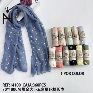 Sciarpa Lunga in Cotone Angelina Tr 70x180cm con Stampa Stelle in Lamina d'Oro per Donna, Accessorio di Moda - Product Image 3
