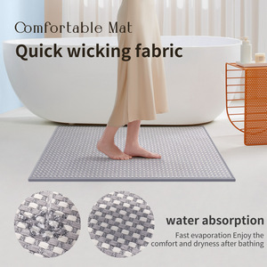 Alfombra de baño rectangular de fibra de poliéster absorbente y antideslizante para uso en inodoros y baños - Product Image 3