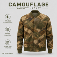Blouson universitaire camouflage personnalisé pour homme, imprimé intégral, boutons-pression, bordure côtelée, style baseball, décontracté, streetwear