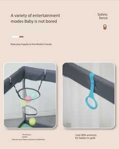 Сертифицированный CE детский манеж, соответствующий стандартам EN 71 и EN12227, высококачественный складной манеж из металла и ткани Оксфорд, безопасный и просторный. - Product Image 6