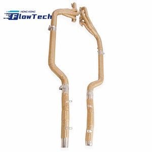 Collecteur d'échappement traversant en acier inoxydable T304 avec bouclier thermique doré pour Mercedes-Benz C63 AMG W204 M156 6.2L V8 - Product Image 2