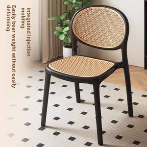 Nouvelle <span class=keywords><strong>chaise</strong></span> en plastique en rotin avec accoudoirs épais, dossier, tabouret empilable, <span class=keywords><strong>chaise</strong></span> de salle à manger commerciale - Product Image 3