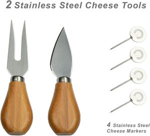 Customized Wholesale Restaurant Premium Multifunction Natural Small Round Cheese <strong>Board</strong> With Knives - Product Image 3