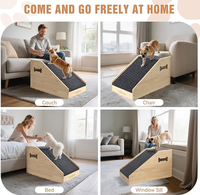 Rampes pour chiens en bois pour chiens de taille moyenne, marches pour canapé avec revêtement antidérapant et coussinets, rampe à pente douce pour que les chiens puissent monter sur le lit