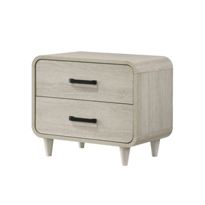Contemporary White Finish Two <b>Drawer</b> Nightstand <b>Storage</b> Wooden Furniture Antique White Color - Product Image 2