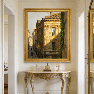 Decoración de Pared con Paisaje Urbano Pintado a Mano, Pintura Abstracta con Textura, Pintura al Óleo sobre Lienzo Hecha a Mano - Product Image 3