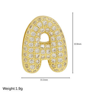 Personal 26 letras en inglés Latón chapado en oro de 18 quilates pulsera de banda de correa de acero inoxidable con abalorio de inicial para mujer - Product Image 5