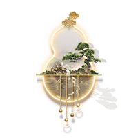Décoration Murale en Porcelaine Cristalline Arbre Bonsaï, Paysage Montagneux Sculptural pour Hall d'Accueil, Entrée et Intérieurs d'Hôtellerie