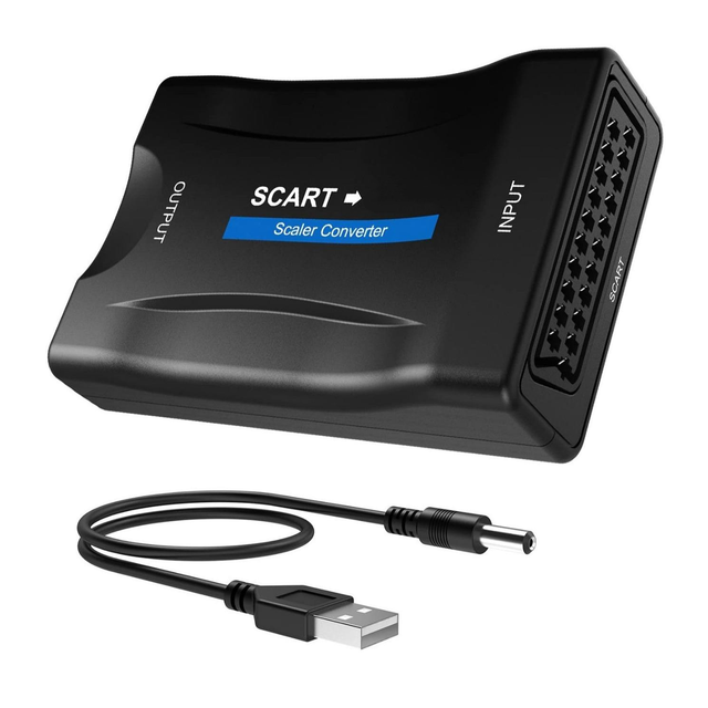 1080P HD to SCART to HD Composite Video Stereo Converter Audio Adapter with USB Cable for Sky Box HD TV DVD STB