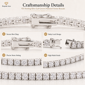 Gelang Tenis Berlian Buatan Laboratorium Perak Sterling 925 Potongan Bulat 4 Prong 2mm 3mm 4mm 5mm 6mm untuk Pria dan Wanita - Product Image 5