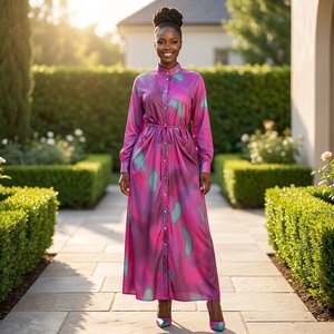 Robe longue plissée <span class=keywords><strong>Miyaki</strong></span> grande taille pour femme, élégante et décontractée, couleur unie, avec boutons, idéale pour les fêtes – Vente en gros Afrique - Product Image 5