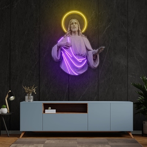 Kunden spezifische Jesus Chirst <span class=keywords><strong>Neon</strong></span> LED Leucht reklame Acryl Kunst Logo Lichter für Wand kunst Dekor