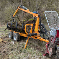 Remorque agricole avec grue de chargement de bois hydraulique PTO, livraison gratuite, à vendre