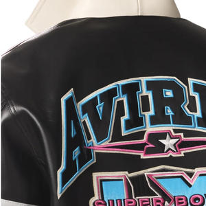 Authentic AVIREX Original Factory American Size Varsity Coats High Quality Natural French <strong>Lambskin</strong> Genuine <strong>Leather</strong> <strong>Jackets</strong> - Product Image 4