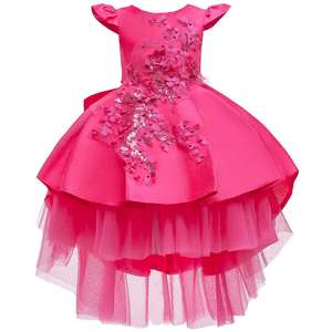 Vestido de Novia Estilo Occidental para Niñas, Elegante Vestido de Fiesta con Cuello Redondo, Satén Floral, Adornado con Cuentas, Formal, para Niñas de 10 Años - Product Image 6
