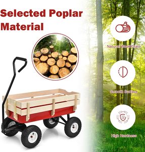 Kereta Anak empat roda alat troli dorong alat mainan troli tangan troli kayu gerobak taman dengan roda pneumatik - Product Image 5