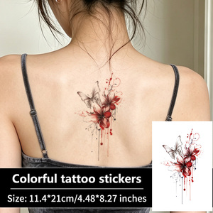 Autocollant de <span class=keywords><strong>tatouage</strong></span> temporaire imperméable, papillon, <span class=keywords><strong>rose</strong></span>, fleurs, corps, <span class=keywords><strong>bras</strong></span>, jambe, <span class=keywords><strong>femme</strong></span>, matériau papier, logo personnalisable, tenue 1 semaine - Product Image 1