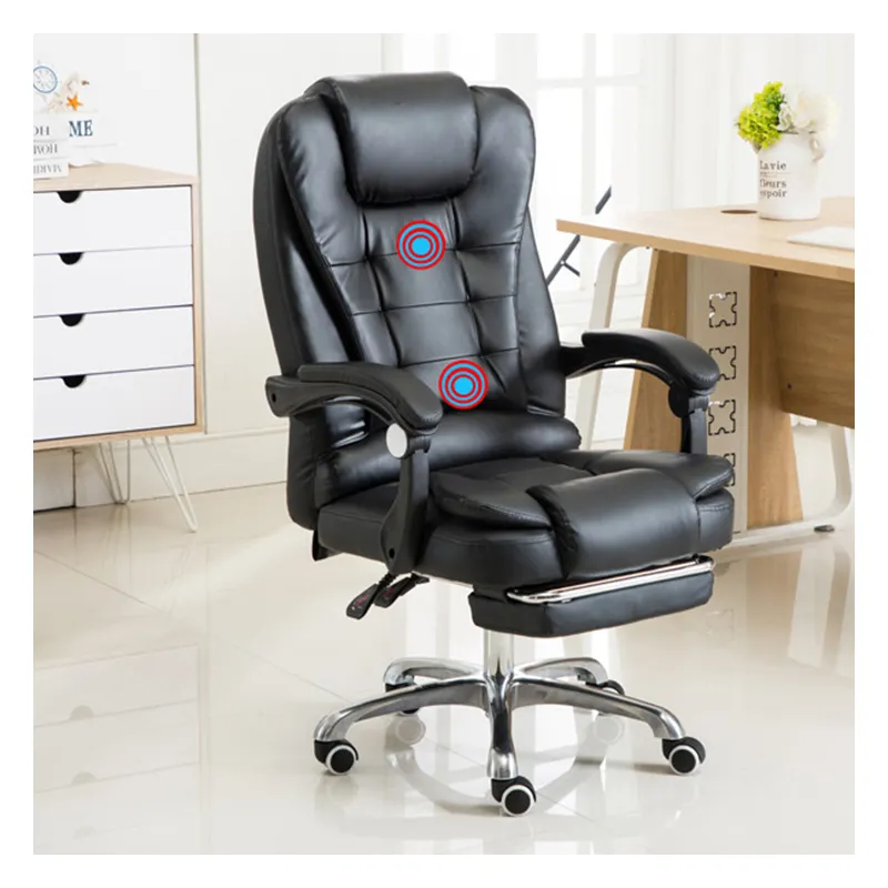 Bras de soutien lombaire chaise de bureau exécutif Massage roulant pivotant chaise en cuir PU