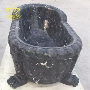 Statue moderne en marbre noir tête de lion égouttoir de baignoire autoportant pour salle de bain hôtel cuisine villa parc robinet inclus - Product Image 2