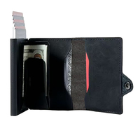 Protection anti-RFID, étui à cartes en aluminium pop-up, poche à monnaie zippée, porte-cartes en fibre de carbone