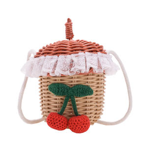 In estate nuova Mini borsa a tracolla per bambini con tessuto di nocciola in paglia - Product Image 5