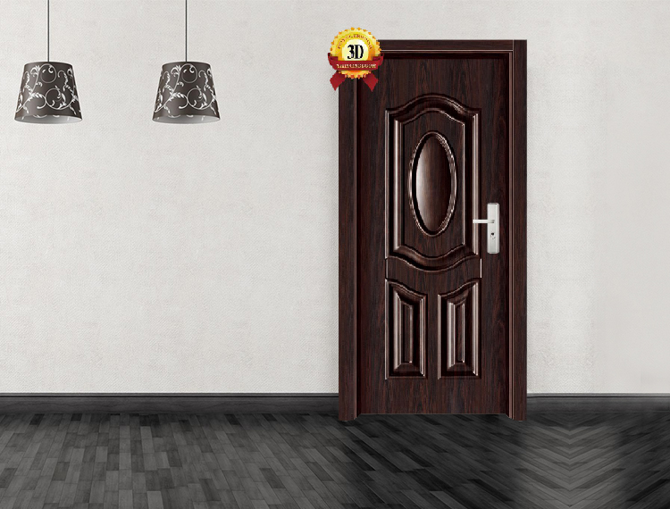 Nigeria Market American Panel Steel Interior Wood Entrance Door for Houses with Lock
