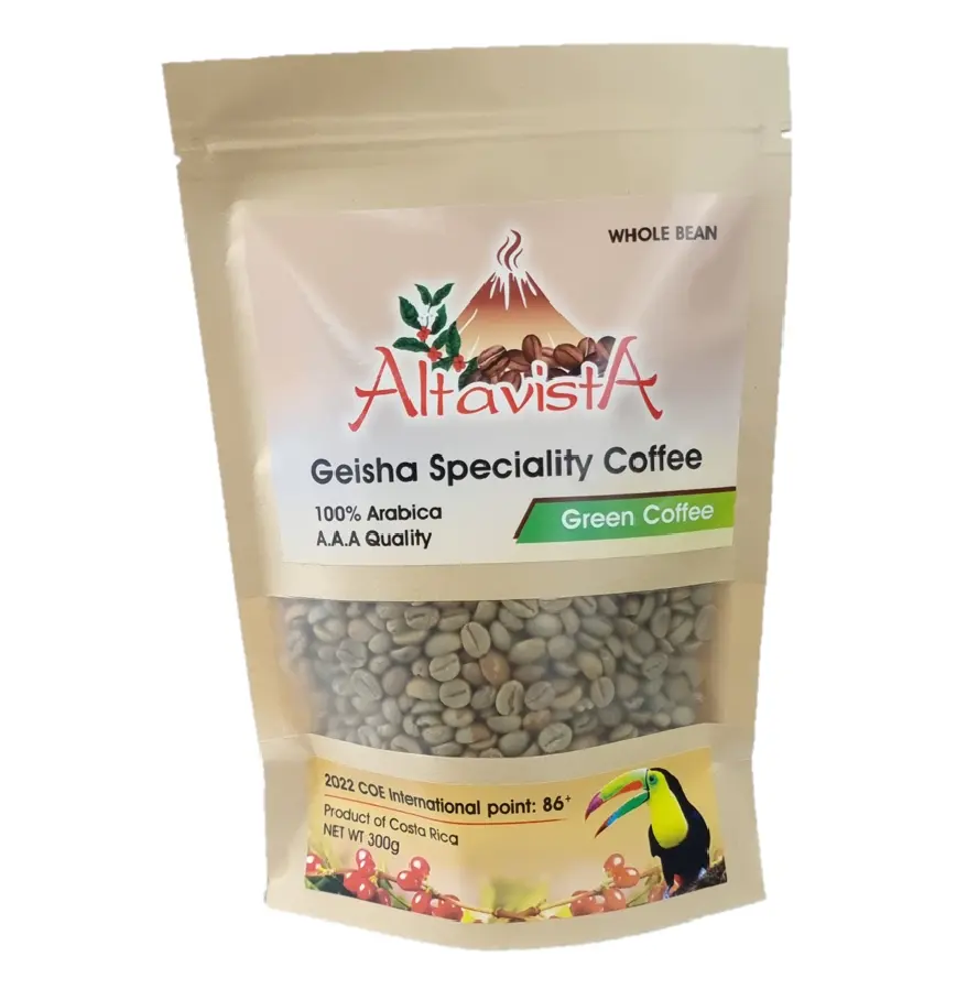수출 코스타리카 게이샤 원시 전체 판매 전체 녹색 커피 콩 (300g 1 가방) 최고의 농agricultural (C.O.E) 2022 86 +
