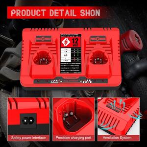 شاحن ثنائي المنفذ 12 فولت لبطارية ميلووكي <span class=keywords><strong>M</strong></span> 12S، شاحن لبطارية ميلووكي الليثيوم 12 فولت 48-11-2401 48-11-2411 48-11-2460 - Product Image 2