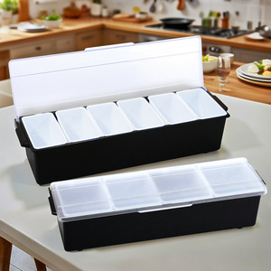 Plastic Condiment <b>Box</b> 6 Compartment Lidded Food Container For <b>Kitchen</b> <b>Storage</b> Rectangle Eco Friendly Solid Seasonings - Product Image 2