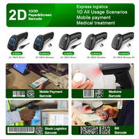 Lector de Códigos de Barras Inalámbrico Láser Xincode de Mano 1D 2D QR para Recibos, Cajas Registradoras, Inventario, Cheques Bancarios y TPV