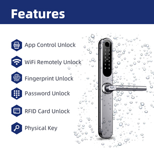 Cerradura de Puerta Inteligente Liliwise Impermeable IP66 para Exteriores con App Tuya TTLOCK BLE <span class=keywords><strong>Wifi</strong></span> para Puertas de Perfil Estrecho de Aluminio y Puertas de Madera - Product Image 3