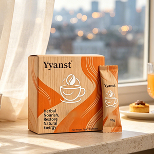 Herbal Natural Raw Instant Coffee 10g*10 Sachets Wood Grain <b>Orange</b> Curve Coffee Cup Print <b>Paper</b> Box Custom OEM Bulk Carton - Product Image 6