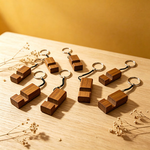 Wooden Mobile <b>Phone</b> Stand Mini Desktop Holder Portable With Key <b>Ring</b> For Desk Use - Product Image 1