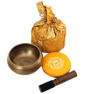 ชามร้องเพลงทองเหลืองทำด้วยมืองานฝีมือโลหะคุณภาพระดับพรีเมี่ยมจากเนปาลสำหรับการทำสมาธิและการรักษาการออกแบบแกะสลักเป็นของที่ระลึก - Product Image 3