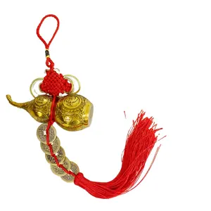 Cadena Feng Shui China, monedas de bronce, dinero, amuleto, moneda de la suerte, cobre chino, novedad