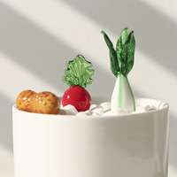 Handgemaakte schattige glazen decoraties voor fruit en groenten, miniatuurfiguren, mini-bureaudecoraties, decoratieve ambachten voor thuis en de woonkamer.