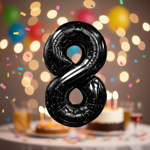 Globo de aluminio negro con el número 8 para fiestas, 100 cm, decoración para fiestas de cumpleaños - Product Image 2