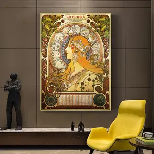Альфонсе муча, известная иллюстрация, Художественная печать на холсте, плакаты и принты, классическое художественное оформление, женские художественные картины, домашний декор