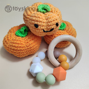 Regalo <span class=keywords><strong>de</strong></span> Halloween para Bebés, Juguete Hecho a Mano, <span class=keywords><strong>Sonajero</strong></span> <span class=keywords><strong>de</strong></span> <span class=keywords><strong>Calabaza</strong></span> <span class=keywords><strong>de</strong></span> Ganchillo Amigurumi, Pulsera <span class=keywords><strong>de</strong></span> Cuentas <span class=keywords><strong>de</strong></span> Silicona, Mordedor <span class=keywords><strong>de</strong></span> Anillo <span class=keywords><strong>de</strong></span> Madera - Product Image 5