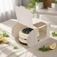 Boîte à gâteau personnalisée avec logo pour anniversaire, emballage en carton pour cupcakes, pâtisseries, boulangerie, boîte à gâteau en papier avec poignée et fenêtre