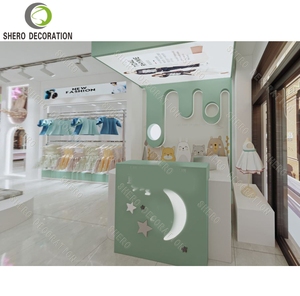 Kids Clothing Shop Design Custom Wall Mounted Metal Clothing Store Display Rack Clothing Store Furniture For Baby Shop Design - Product Image 4