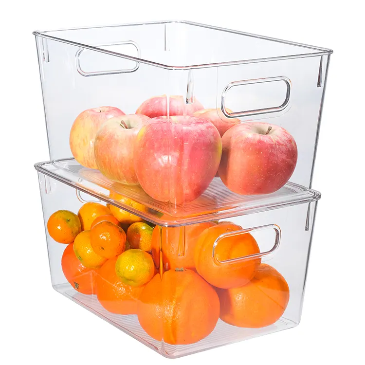 BPA Free Fridge Organizer Kühlschrank Organizer Bins Klare Kunststoff behälter