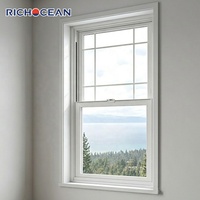 Ventana Corrediza Doble de Aluminio Resistente a la Intemperie RICHOCEAN, Doble Acristalamiento Low-E, Mosquitera Retráctil, Ventanas Verticales