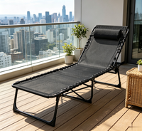 Chaises pliantes de plage et de piscine décontractées d'extérieur avec impression de logo personnalisé, cadre métallique durable multifonctionnel, respirant, triple pliage, inclinable