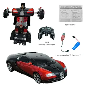 Hot sales Bugatii 1:18 deformable Rc Cars 2.4ghz remote control 360 degree rotation 2 in1 Remote Control Sports Car For kids