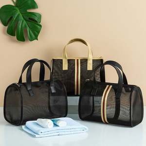 Custom Logo Foldable Travel <b>Makeup</b> <b>Bag</b> Portable Transport Mesh Zipper Pouch Cosmetic <b>Bag</b> for Women - Product Image 5